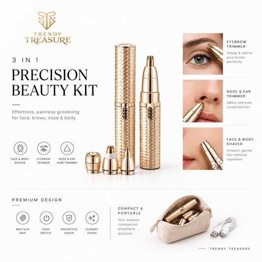 3-in-1 Electric Beauty Trimmer for Women – Facial, Eyebrow, Nose & Ear Hair Remover