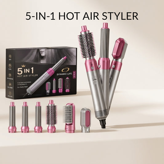 5-in-1 Hot Air Styler & Hair Dryer – Multi-Function Hair Curler, Straightener & Volumizer