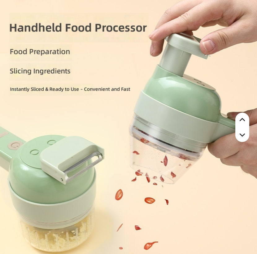 4-in-1 Multifunctional Kitchen Tool – Vegetable Slicer, Garlic Masher, Blender & Paring Knife
