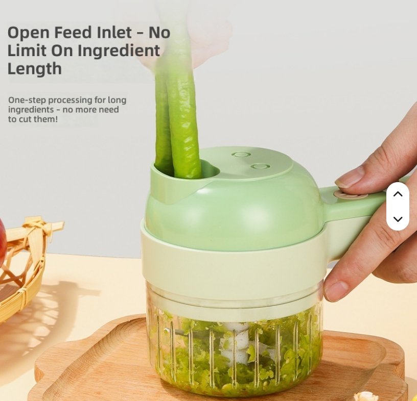 4-in-1 Multifunctional Kitchen Tool – Vegetable Slicer, Garlic Masher, Blender & Paring Knife