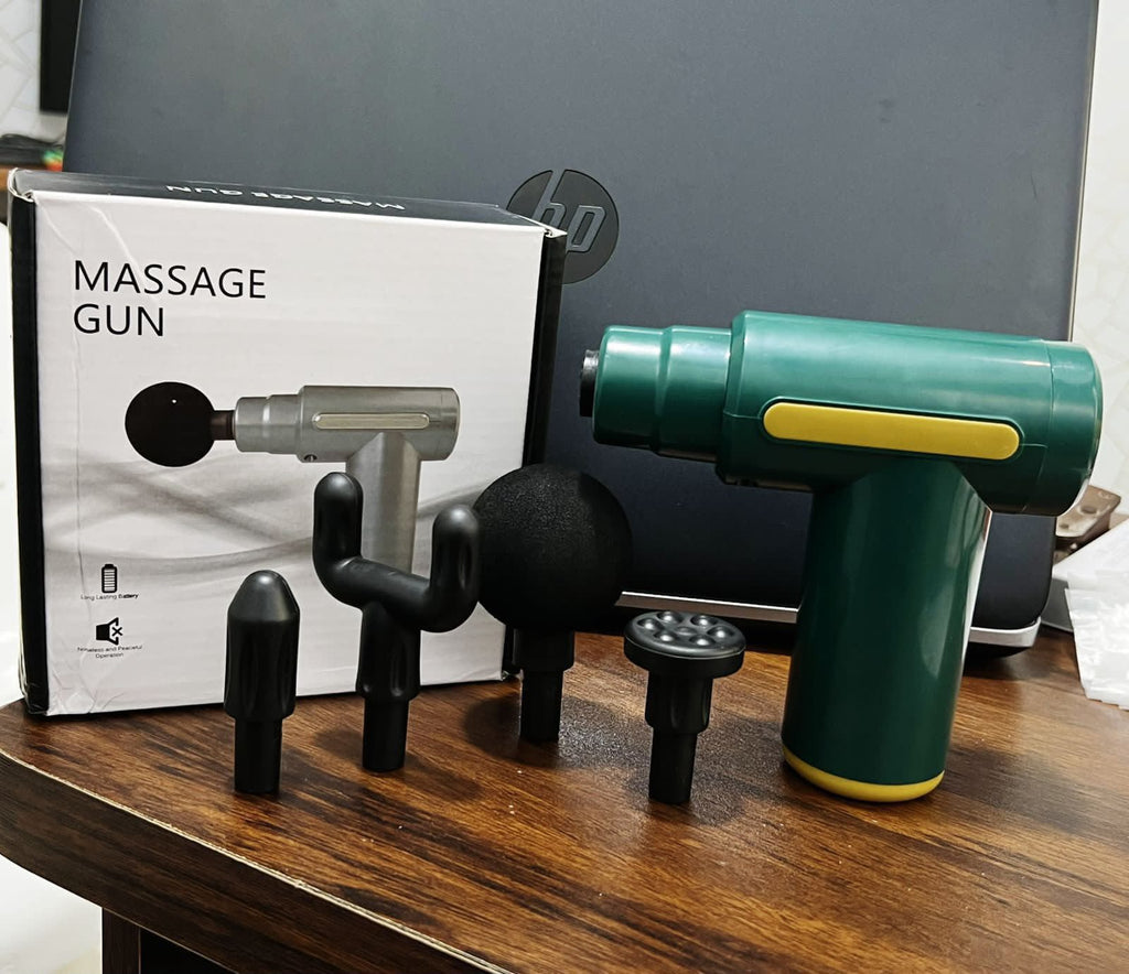 Portable Electric Massage Gun – Deep Tissue Muscle Massager with 6 Massage Heads